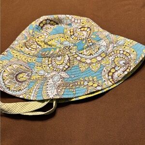 Retired Vera Bradley Reversible Blue Green Paisley Peacock Bucket Hat One Size